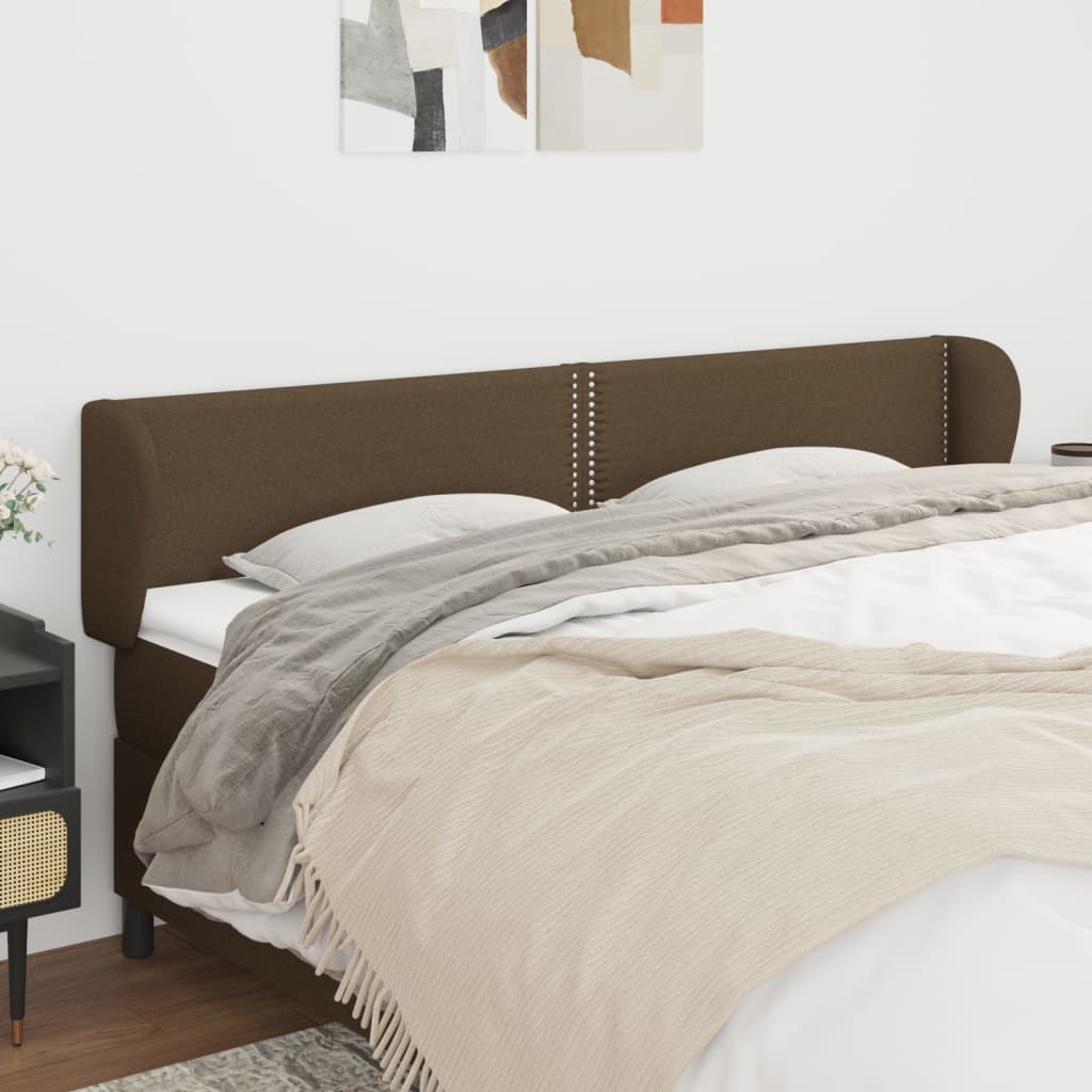 sengegavl med kanter 203x23x78/88 cm stof mørkebrun
