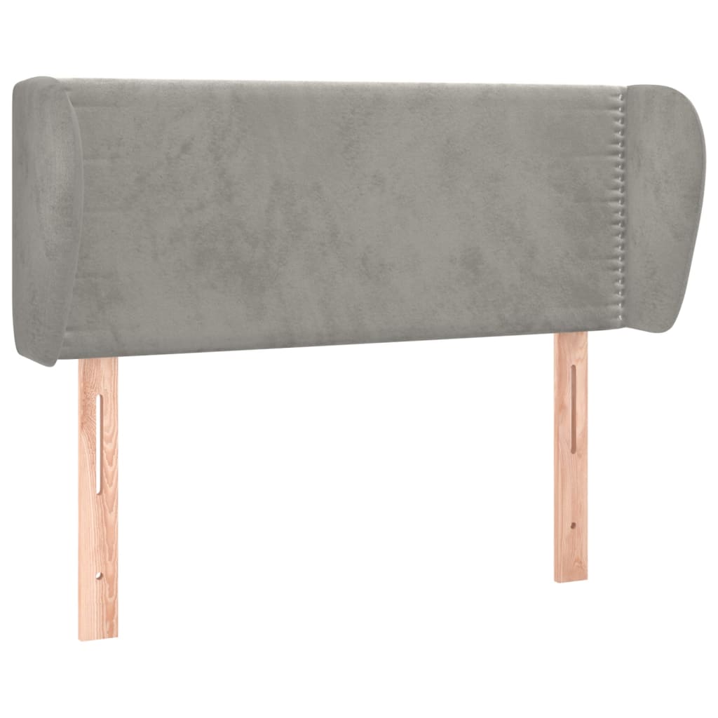 sengegavl med kanter 83x23x78/88 cm fløjl lysegrå