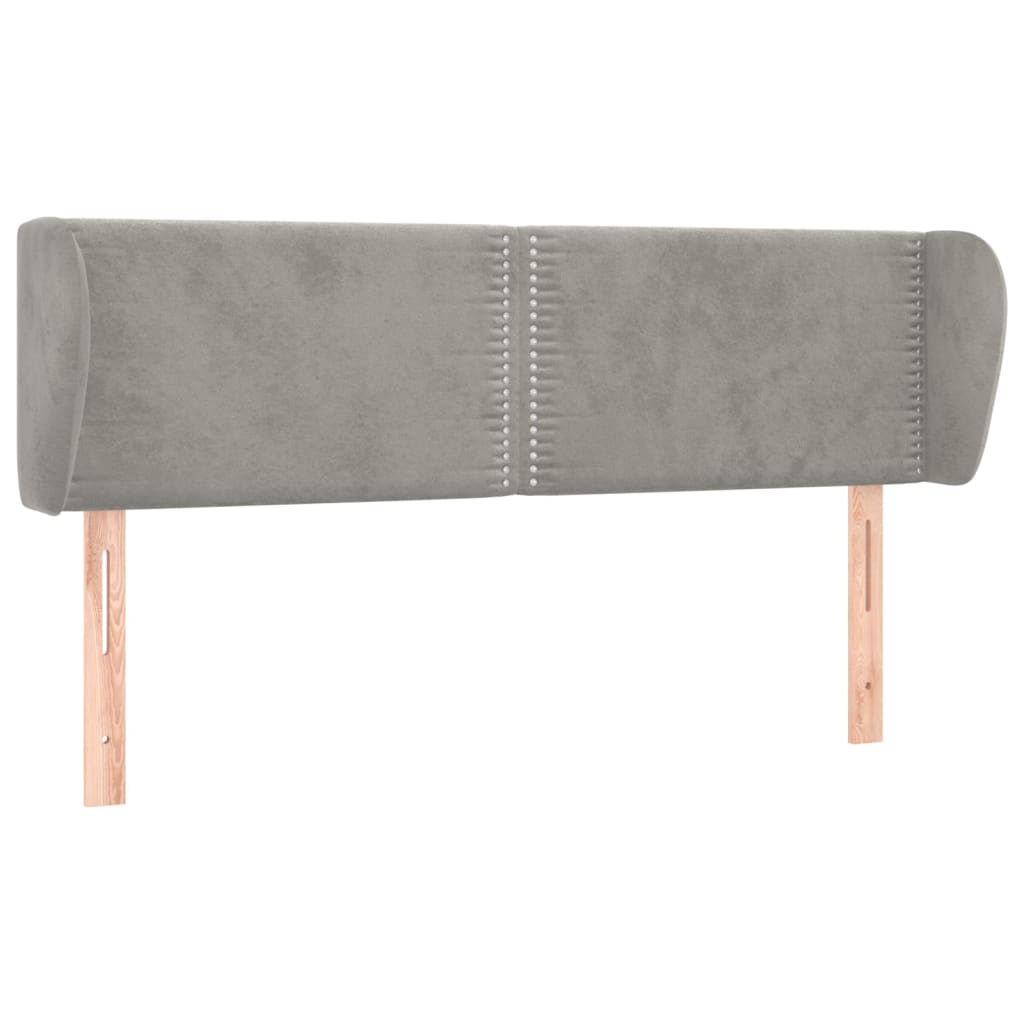 sengegavl med kanter 147x23x78/88cm fløjl lysegrå