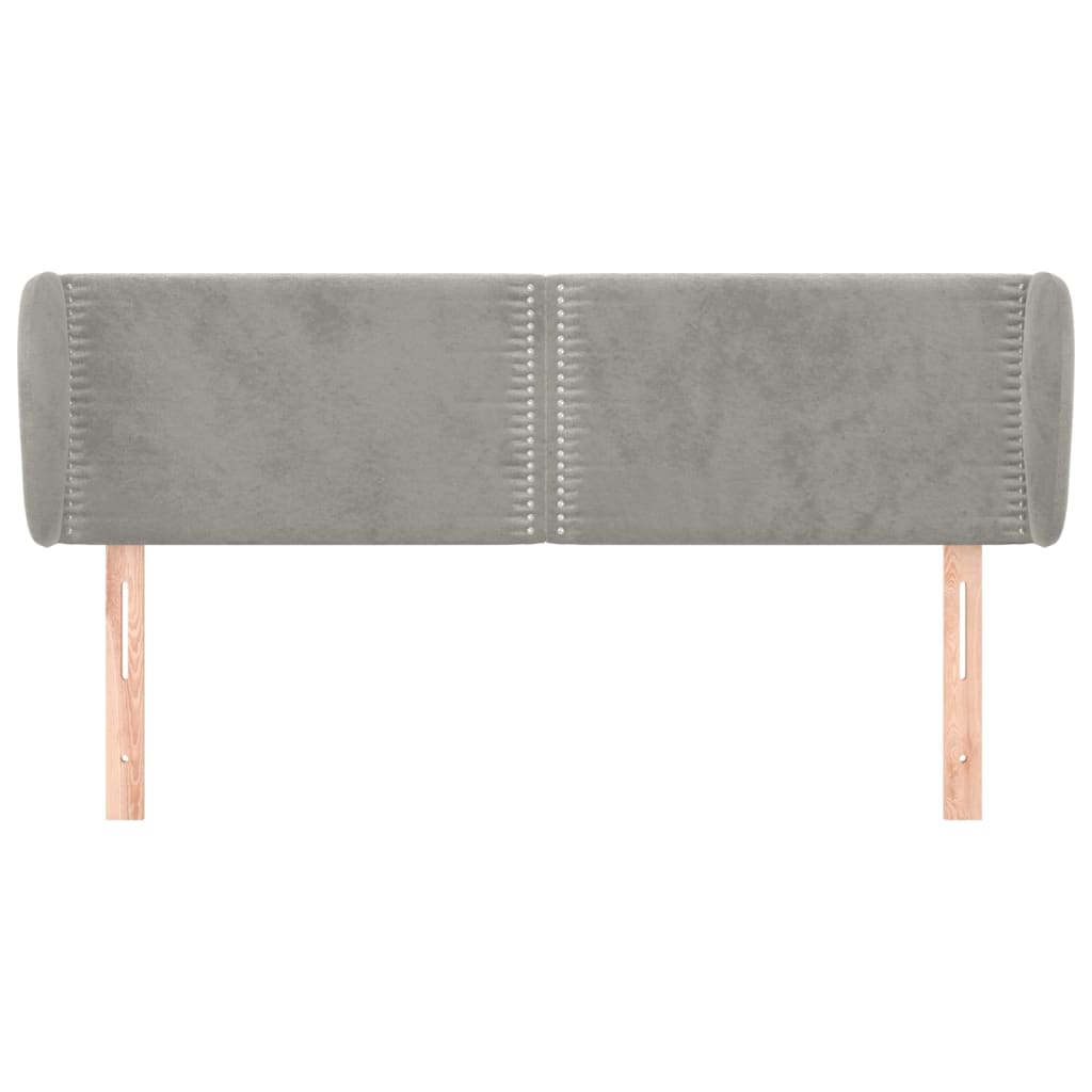 sengegavl med kanter 147x23x78/88cm fløjl lysegrå