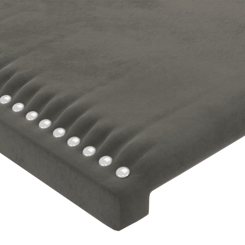 sengegavl med kanter 147x23x78/88 cm fløjl mørkegrå