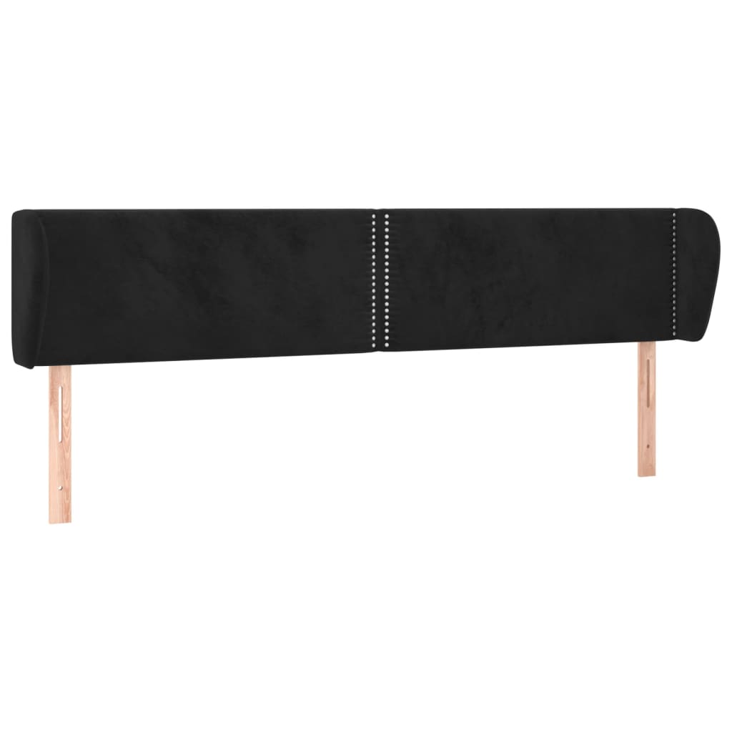 sengegavl med kanter 163x23x78/88 cm fløjl sort