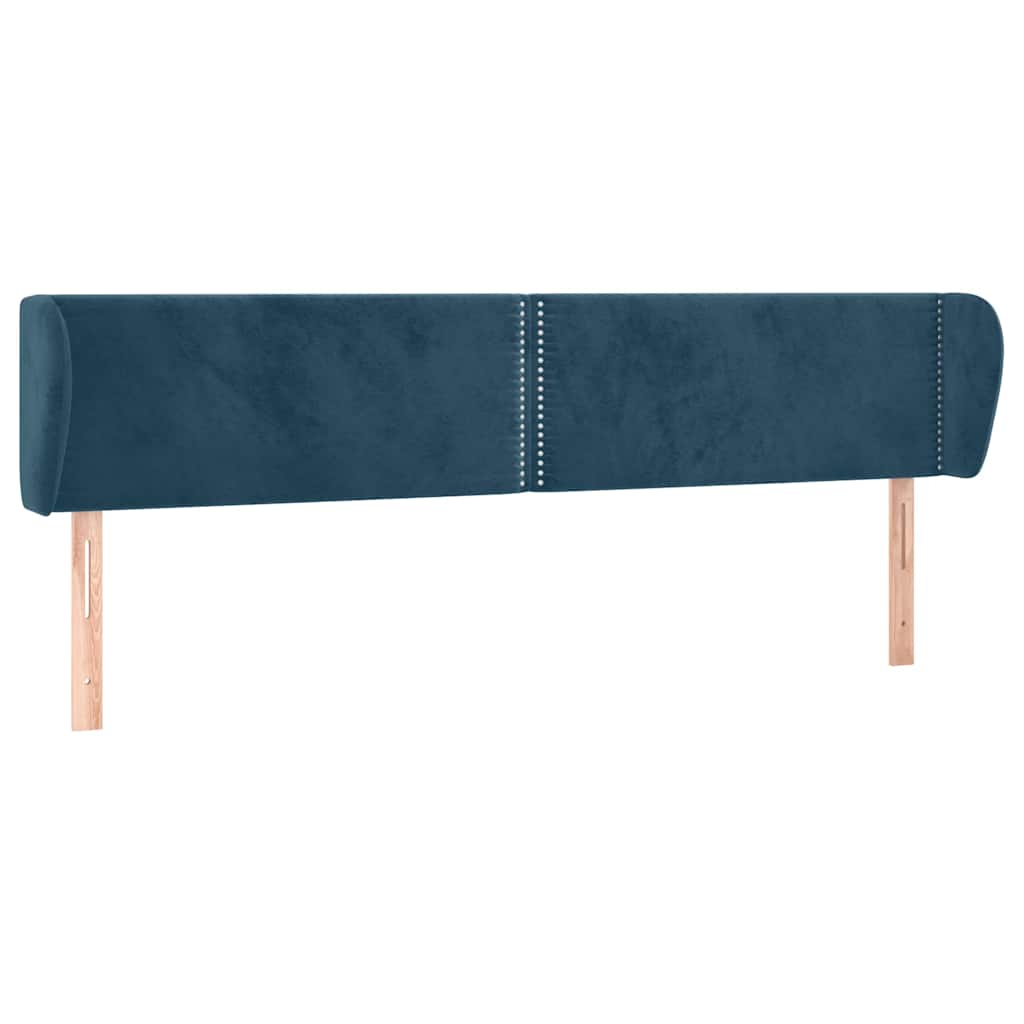 sengegavl med kanter 163x23x78/88 cm fløjl mørkeblå