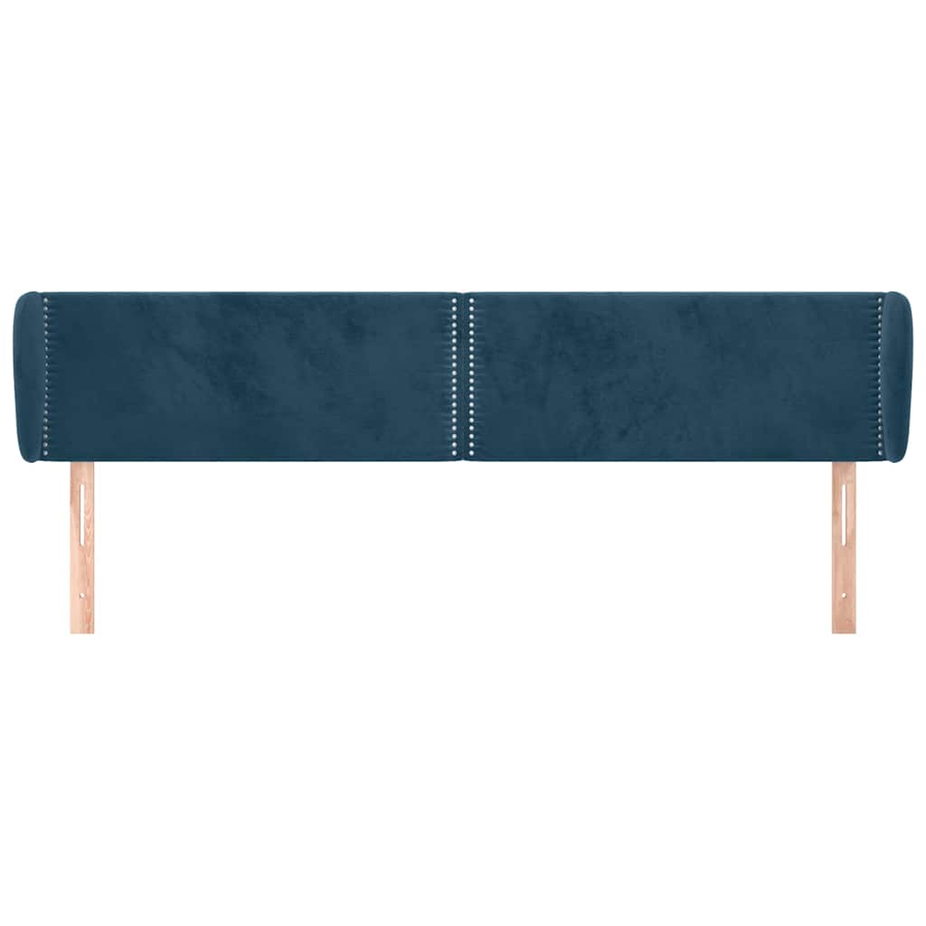 sengegavl med kanter 163x23x78/88 cm fløjl mørkeblå