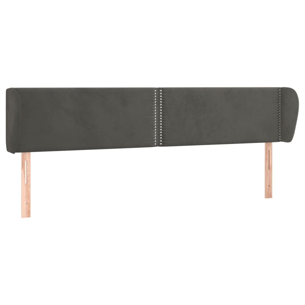 sengegavl med kanter 183x23x78/88 cm fløjl mørkegrå