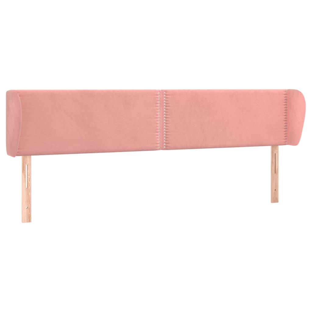 sengegavl med kanter 183x23x78/88 cm fløjl lyserød