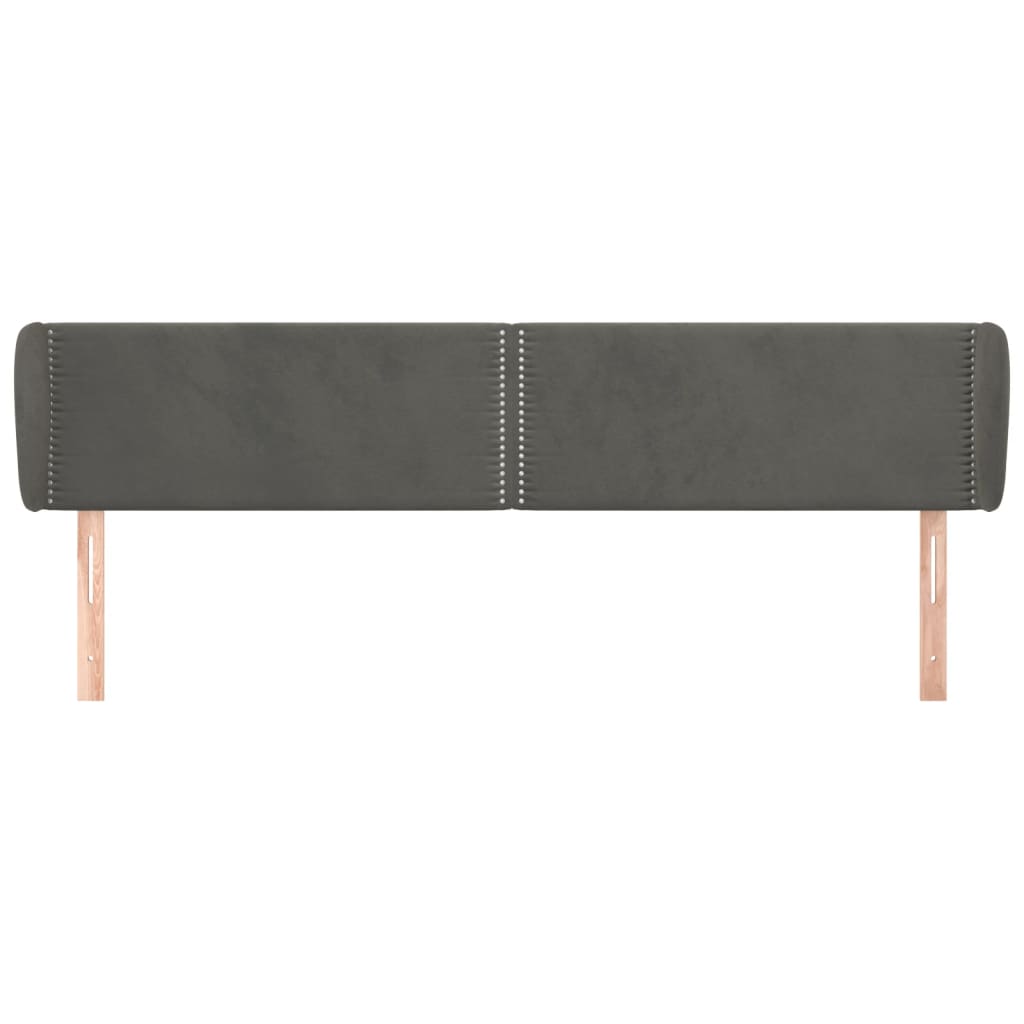 sengegavl med kanter 203x23x78/88 cm fløjl mørkegrå
