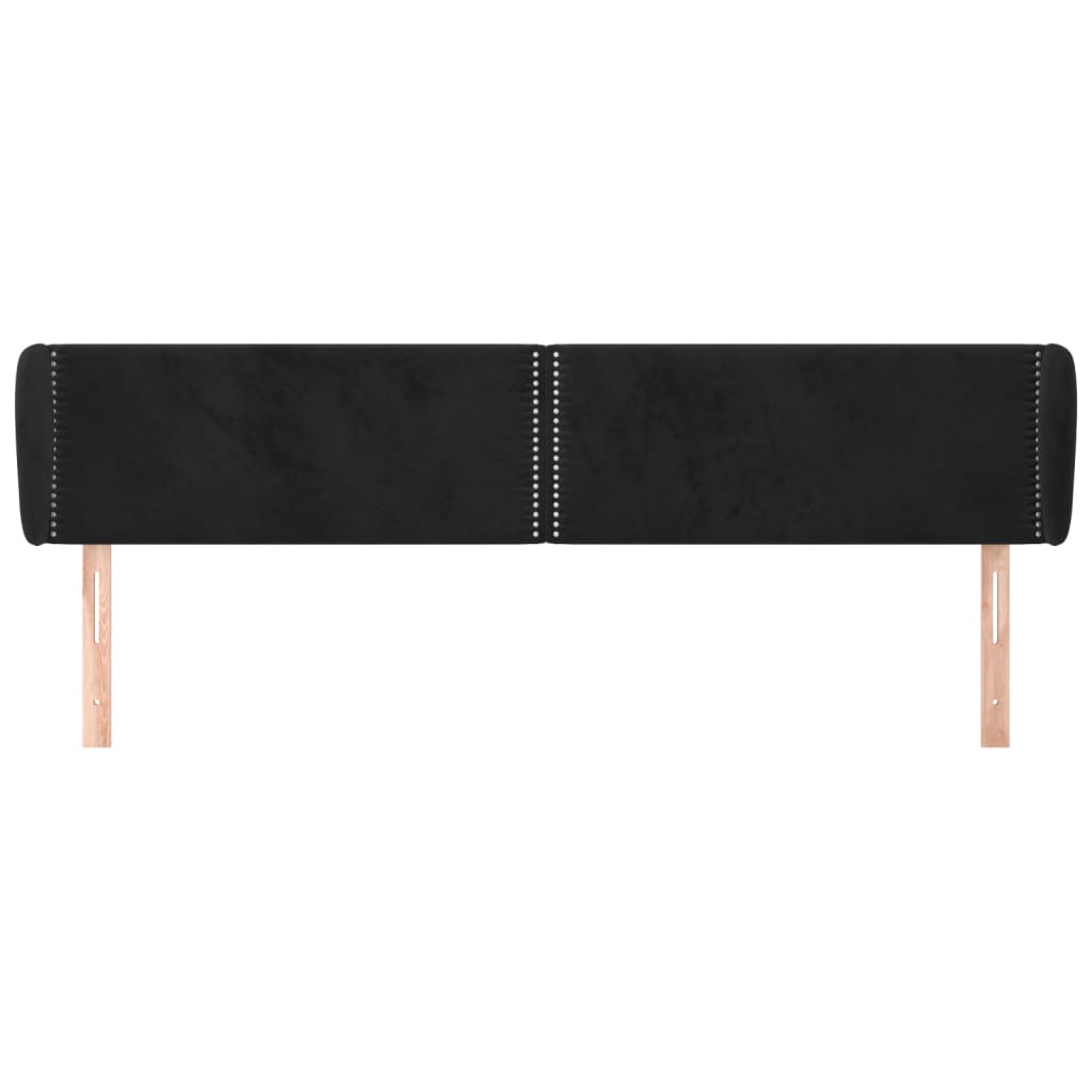 sengegavl med kanter 203x23x78/88 cm fløjl sort