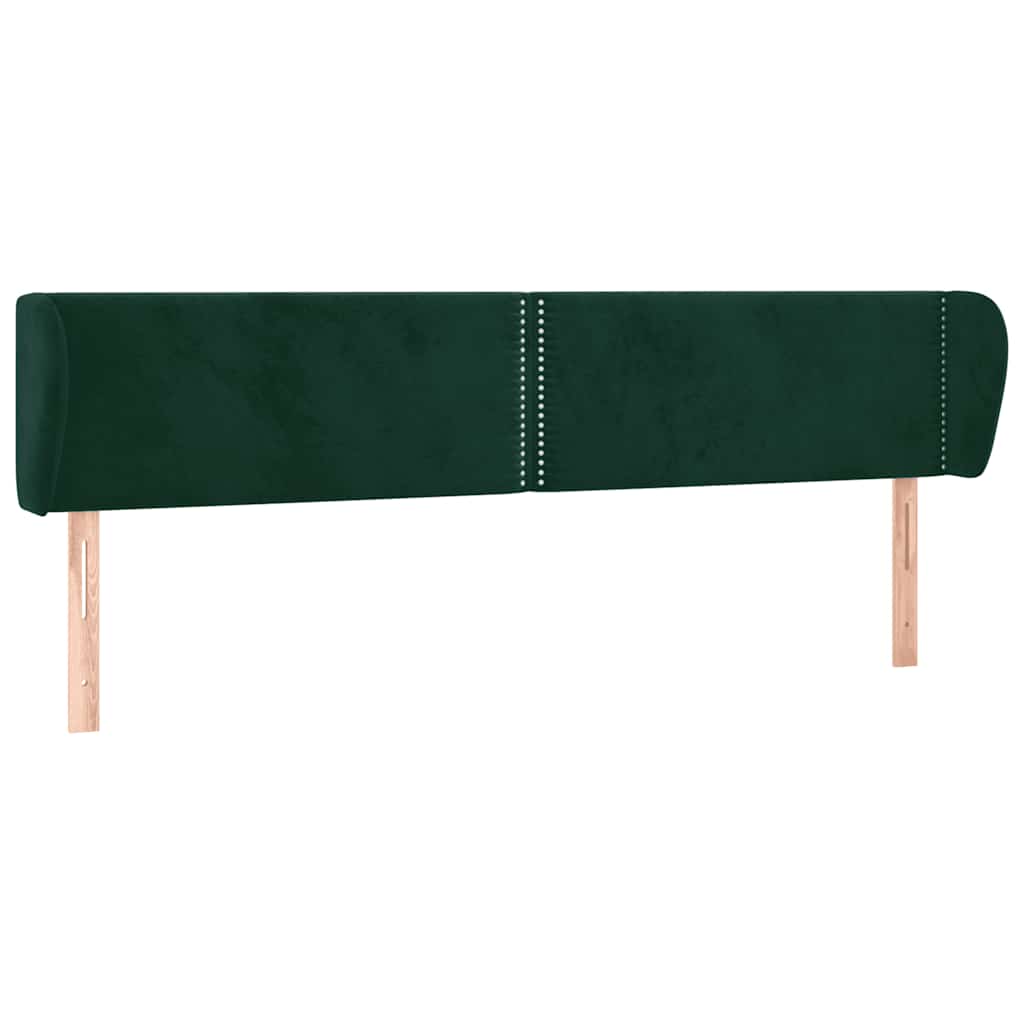 sengegavl med kanter 203x23x78/88 cm fløjl mørkegrøn