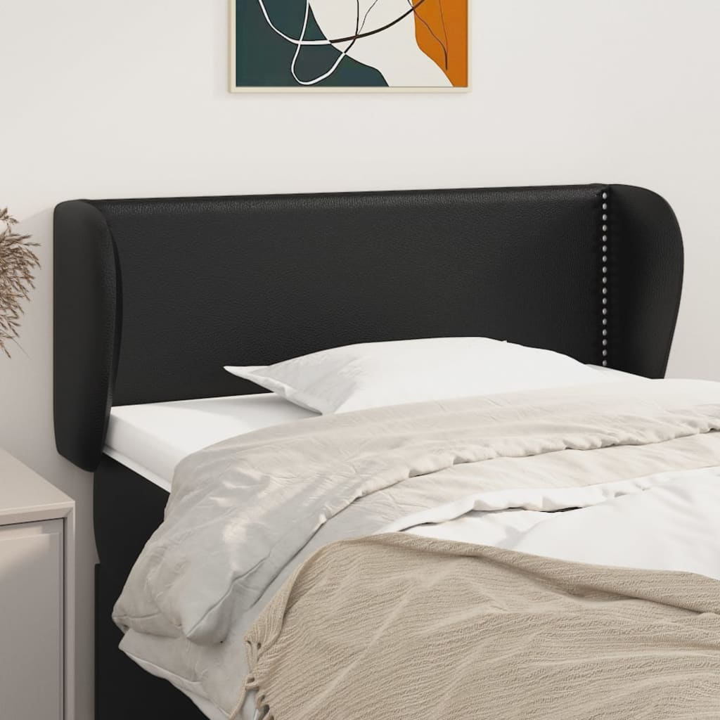 sengegavl med kanter 93x23x78/88 cm kunstlæder sort