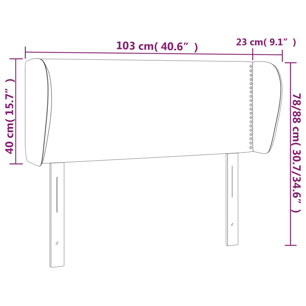 sengegavl med kanter 103x23x78/88 cm kunstlæder hvid