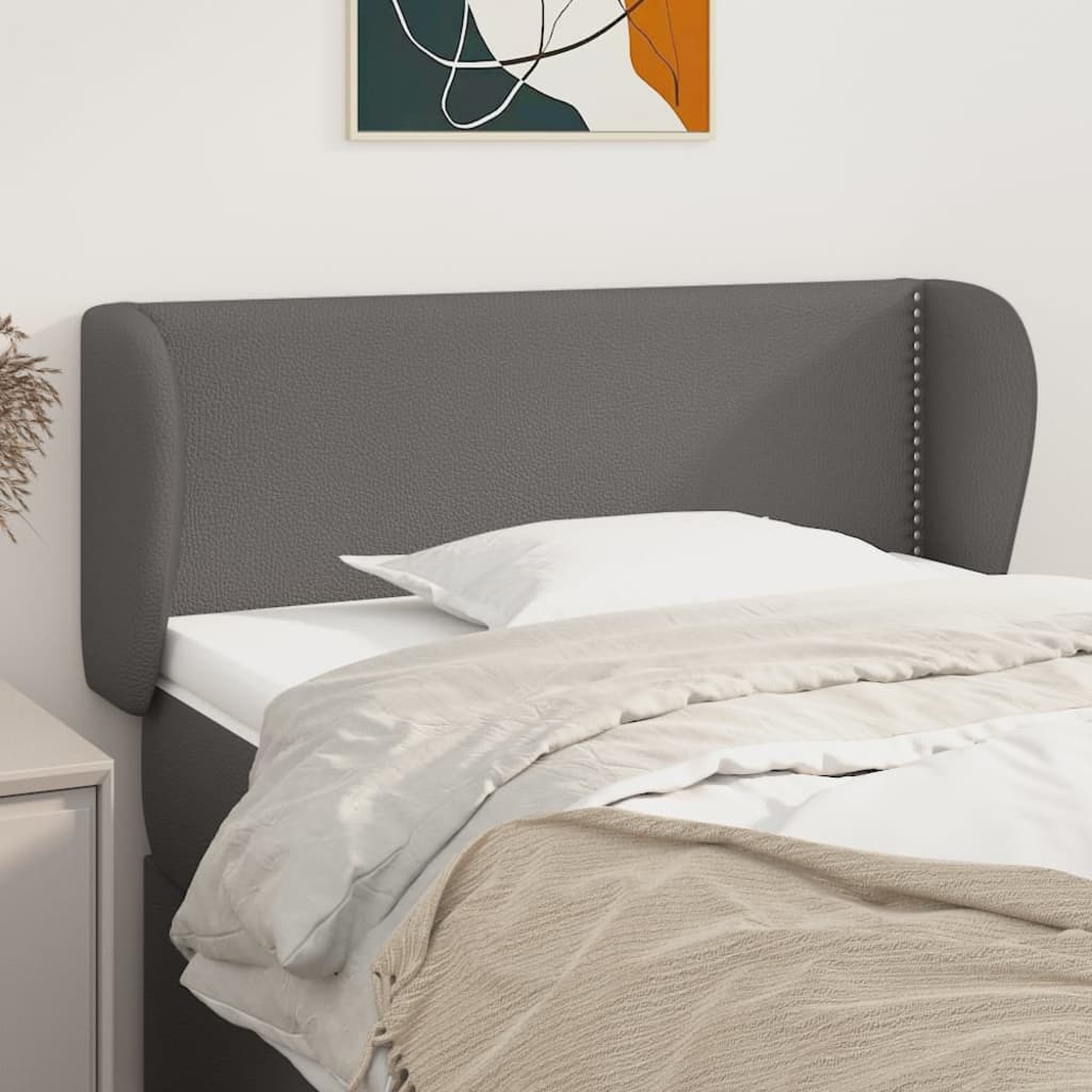 sengegavl med kanter 103x23x78/88 cm kunstlæder grå