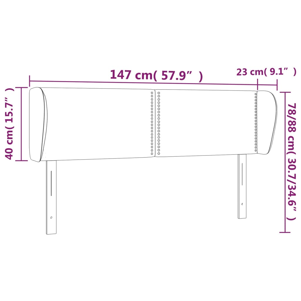 sengegavl med kanter 147x23x78/88 cm kunstlæder sort