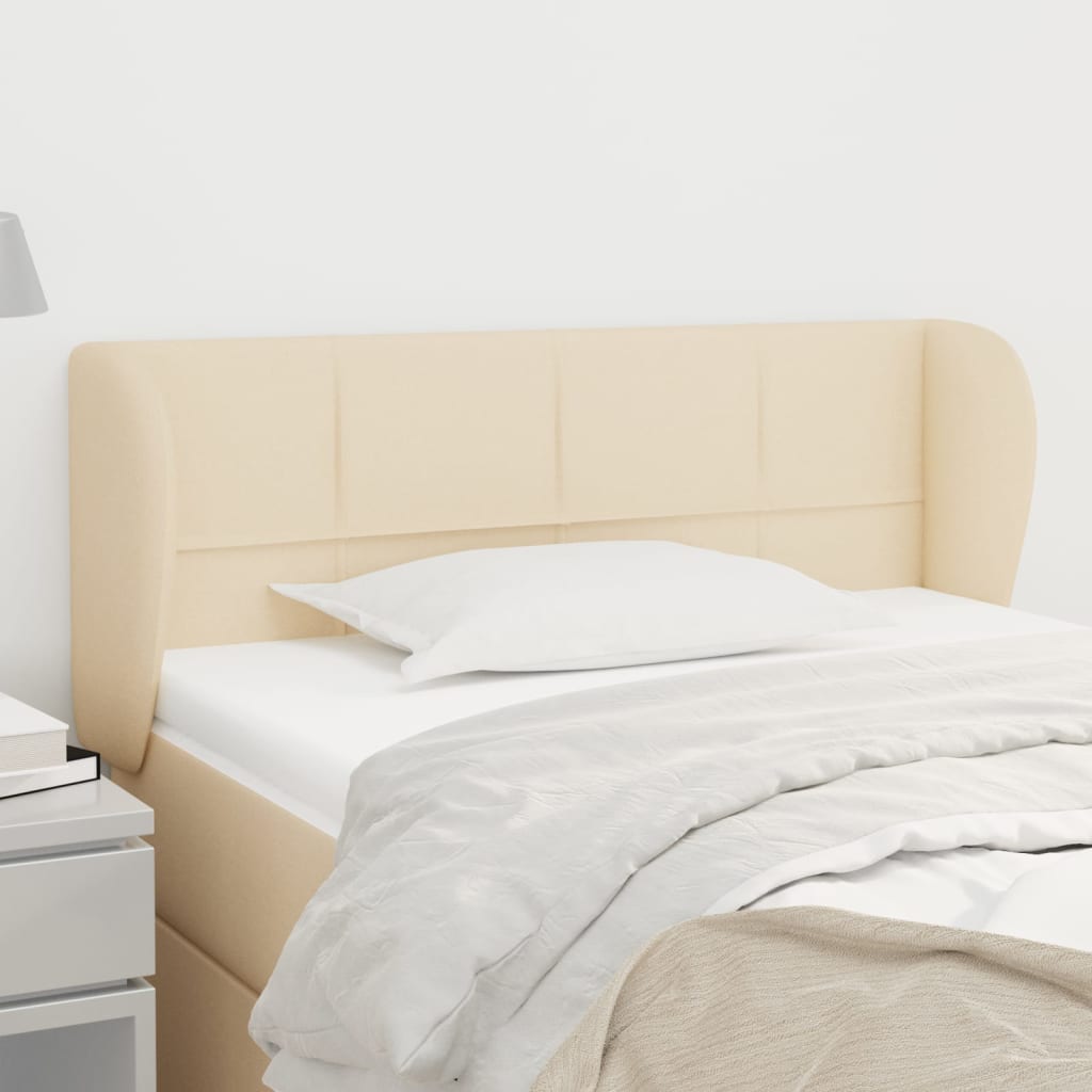 sengegavl med kanter 83x23x78/88 cm stof cremefarvet
