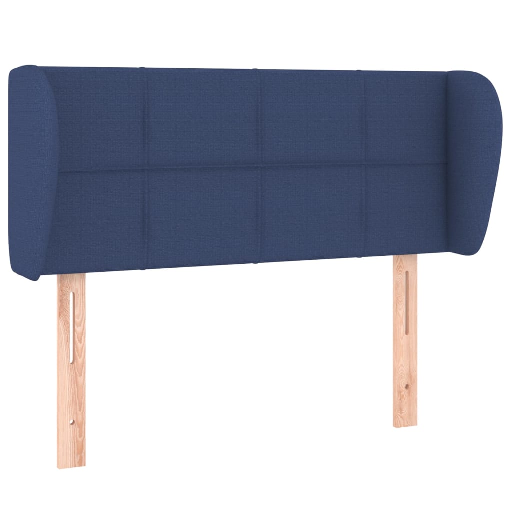 sengegavl med kanter 83x23x78/88 cm stof blå