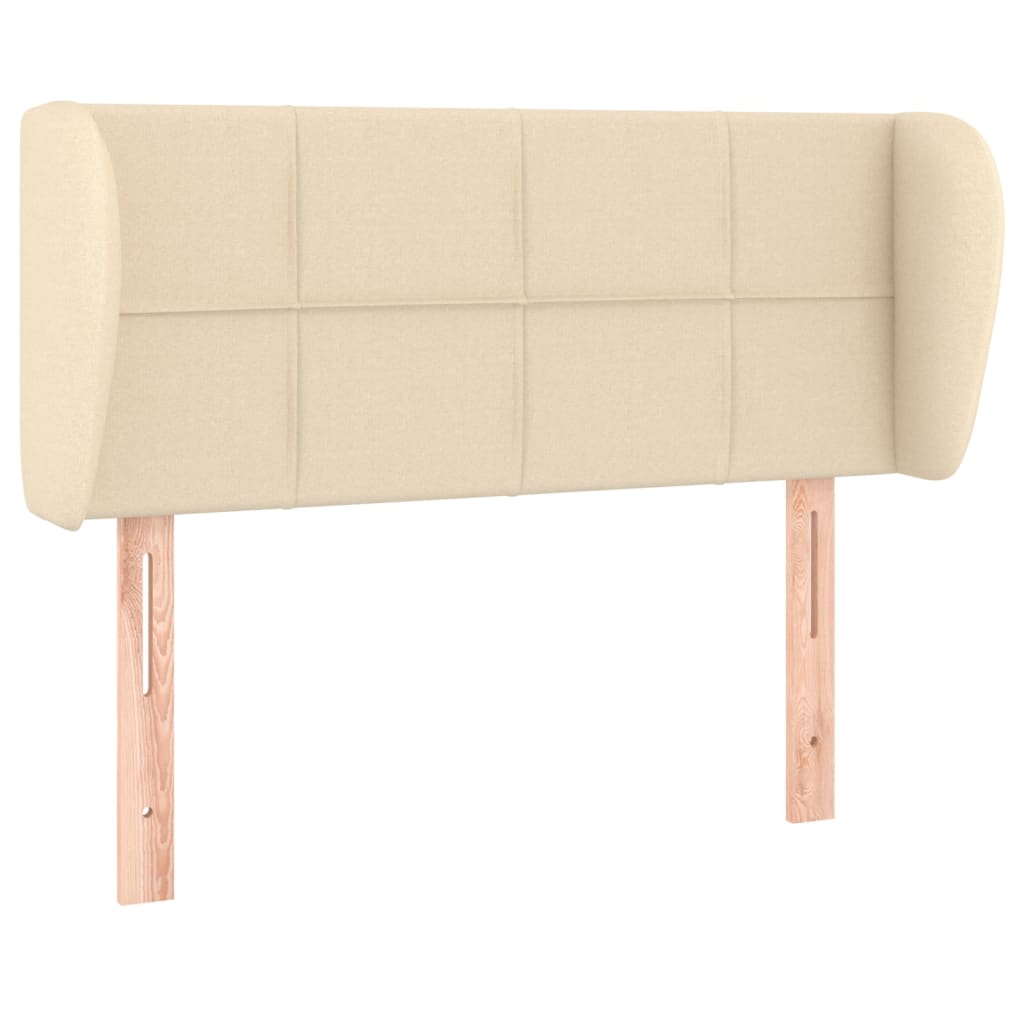 sengegavl med kanter 93x23x78/88 cm stof cremefarvet