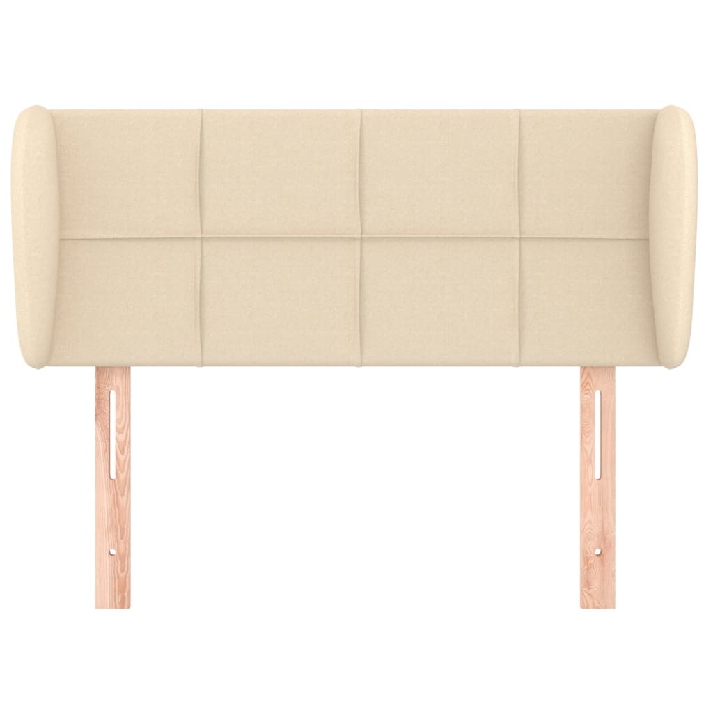 sengegavl med kanter 103x23x78/88 cm stof cremefarvet