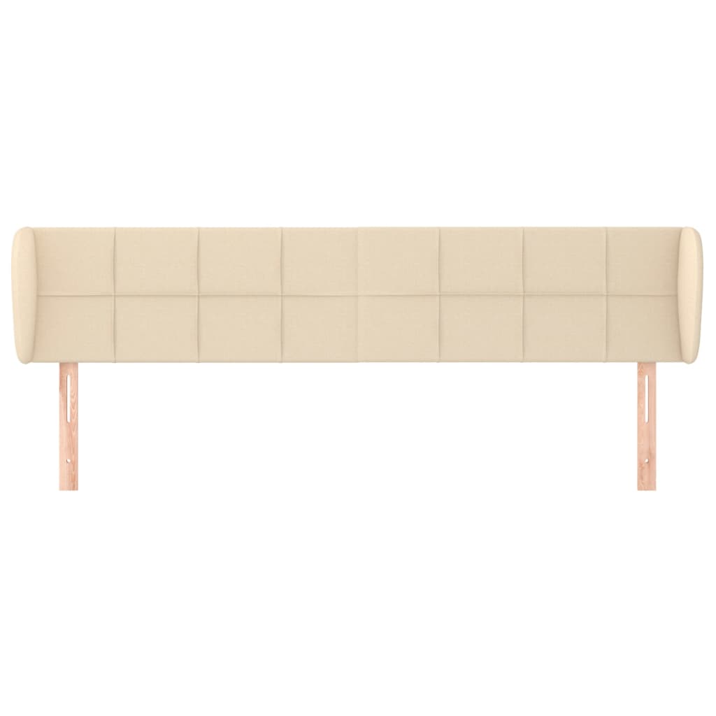 sengegavl med kanter 163x23x78/88 cm stof cremefarvet