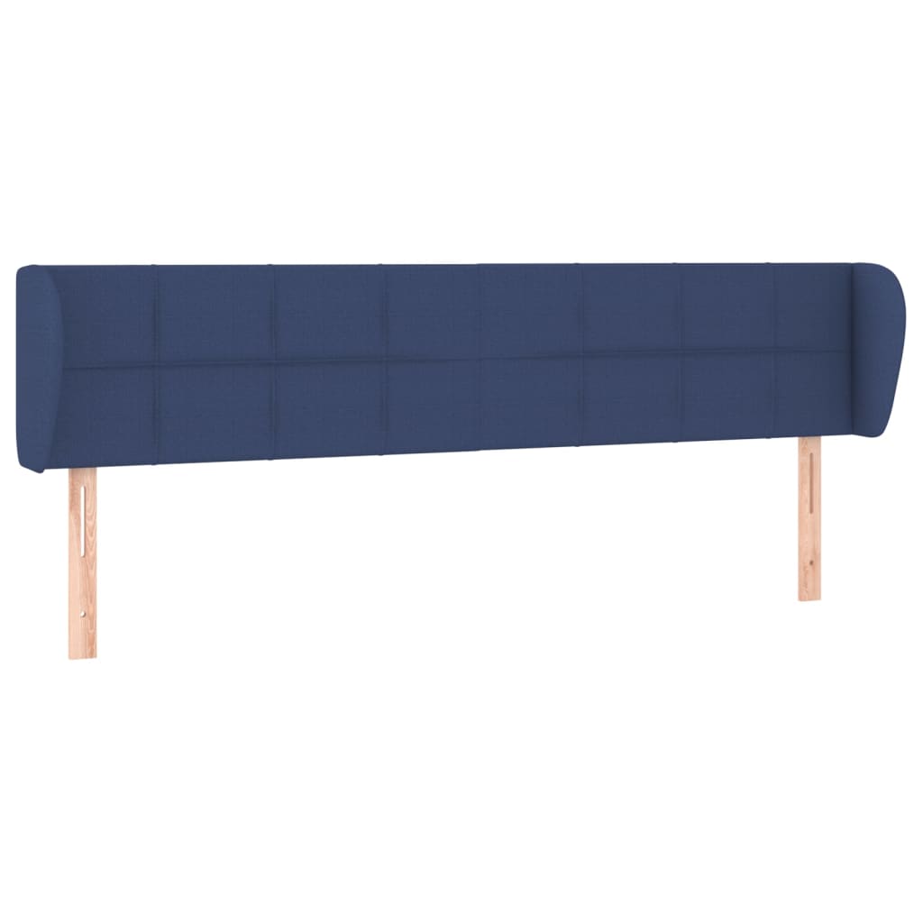 sengegavl med kanter 163x23x78/88 cm stof blå