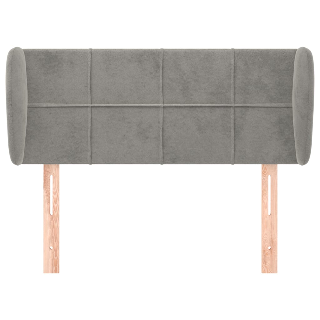 sengegavl med kanter 83x23x78/88 cm fløjl lysegrå
