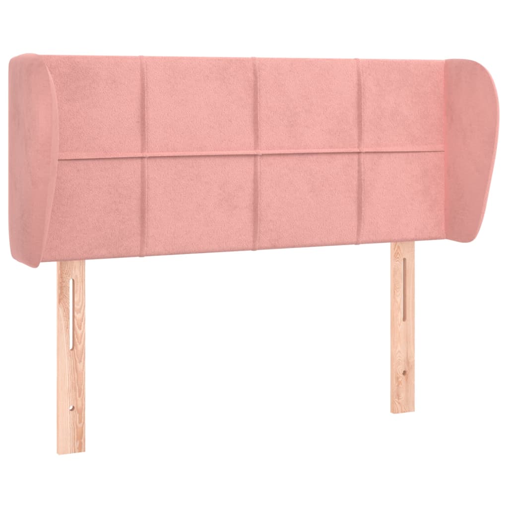 sengegavl med kanter 83x23x78/88 cm fløjl lyserød