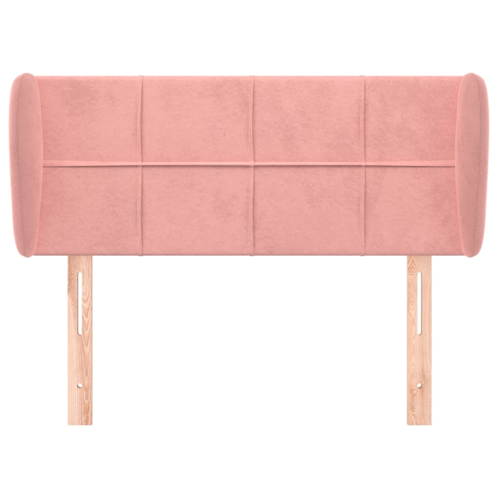 sengegavl med kanter 83x23x78/88 cm fløjl lyserød