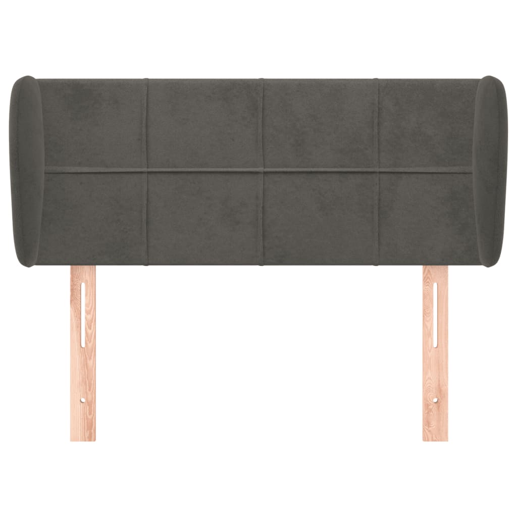 sengegavl med kanter 103x23x78/88 cm fløjl mørkegrå