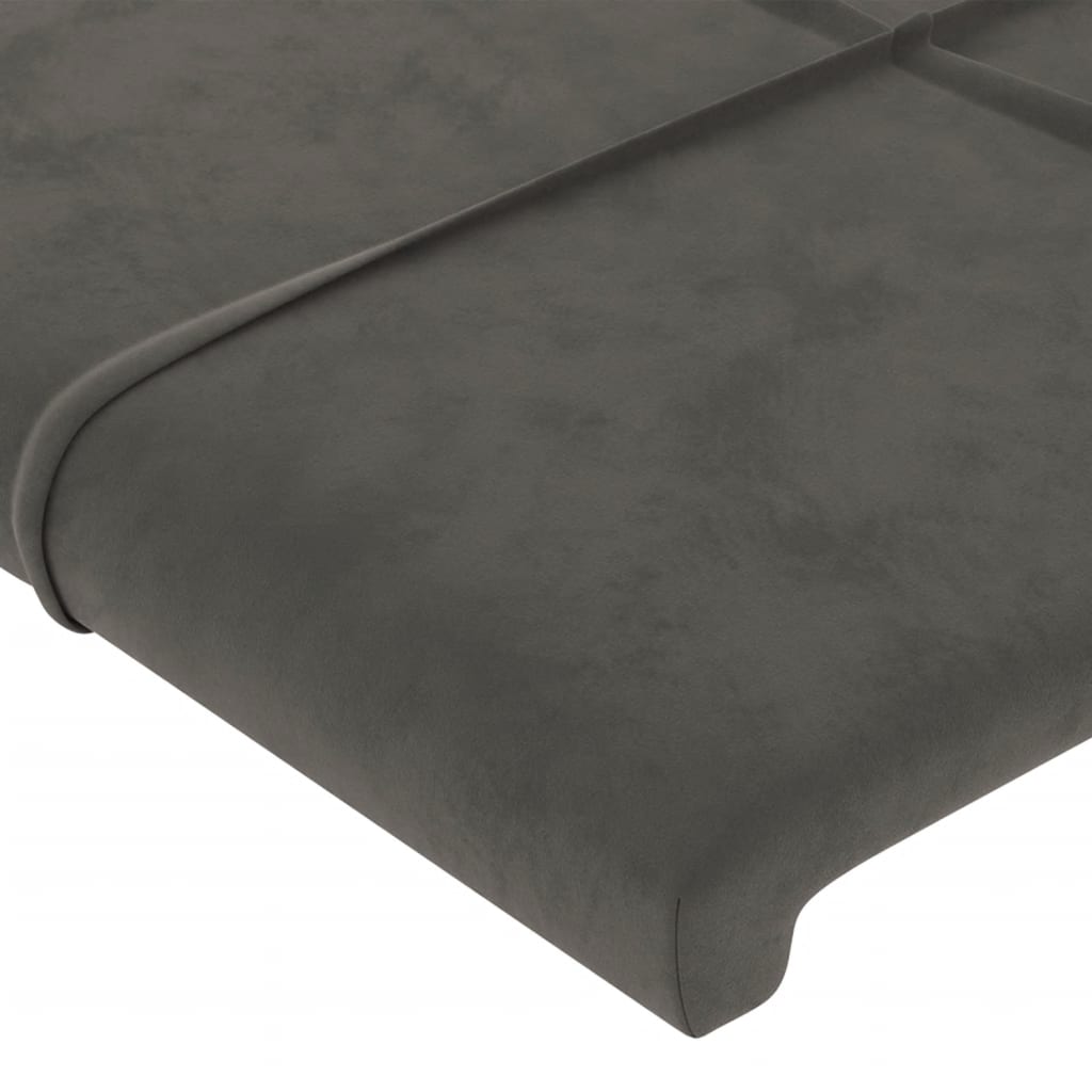 sengegavl med kanter 147x23x78/88 cm fløjl mørkegrå