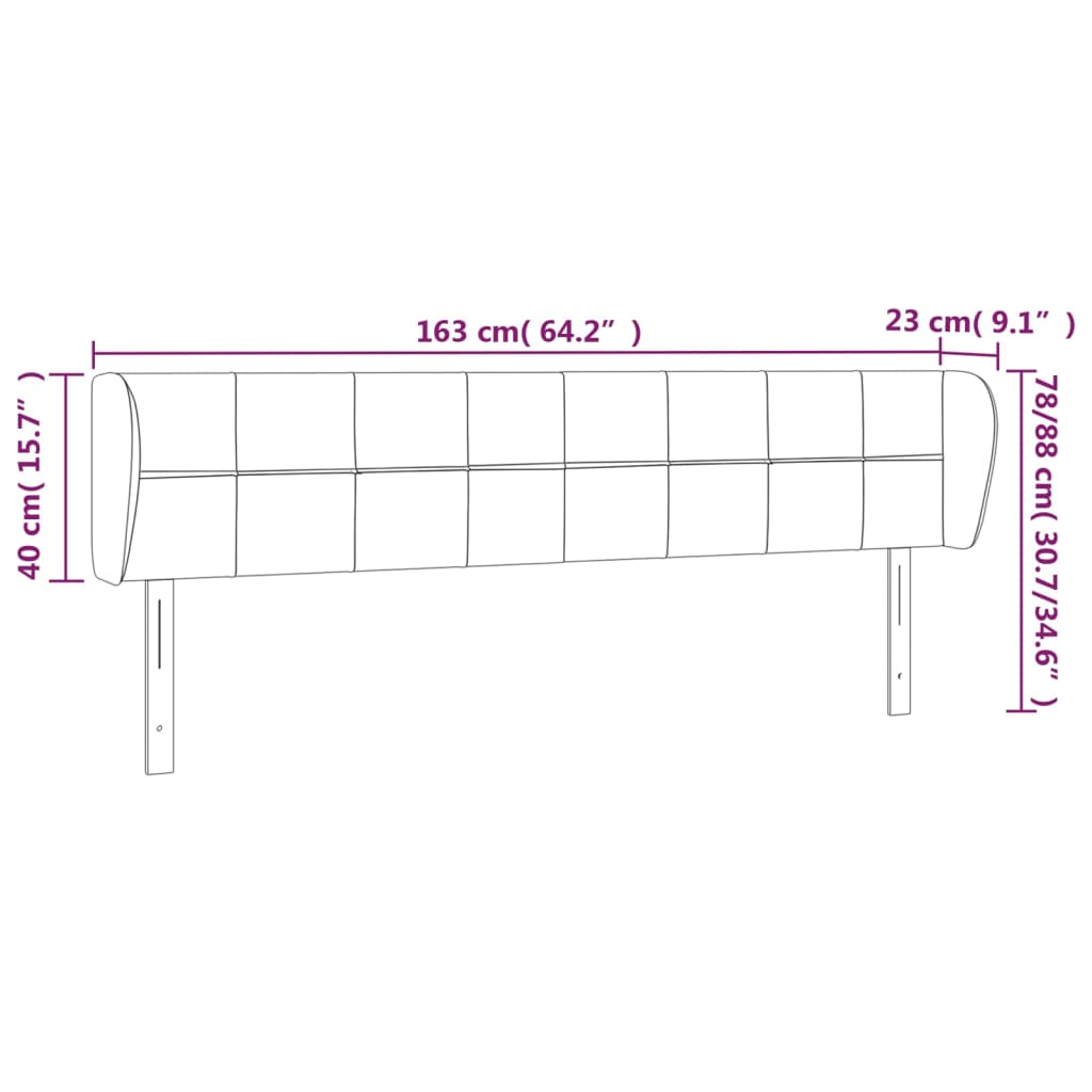 sengegavl med kanter 163x23x78/88 cm fløjl sort