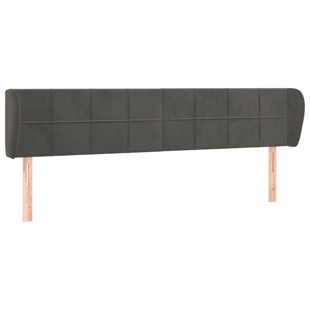 sengegavl med kanter 203x23x78/88 cm fløjl mørkegrå