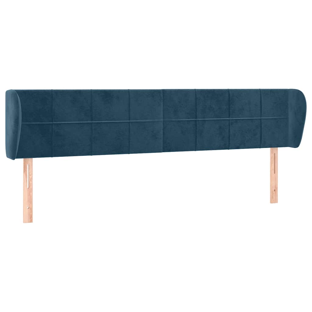 sengegavl med kanter 203x23x78/88 cm fløjl mørkeblå
