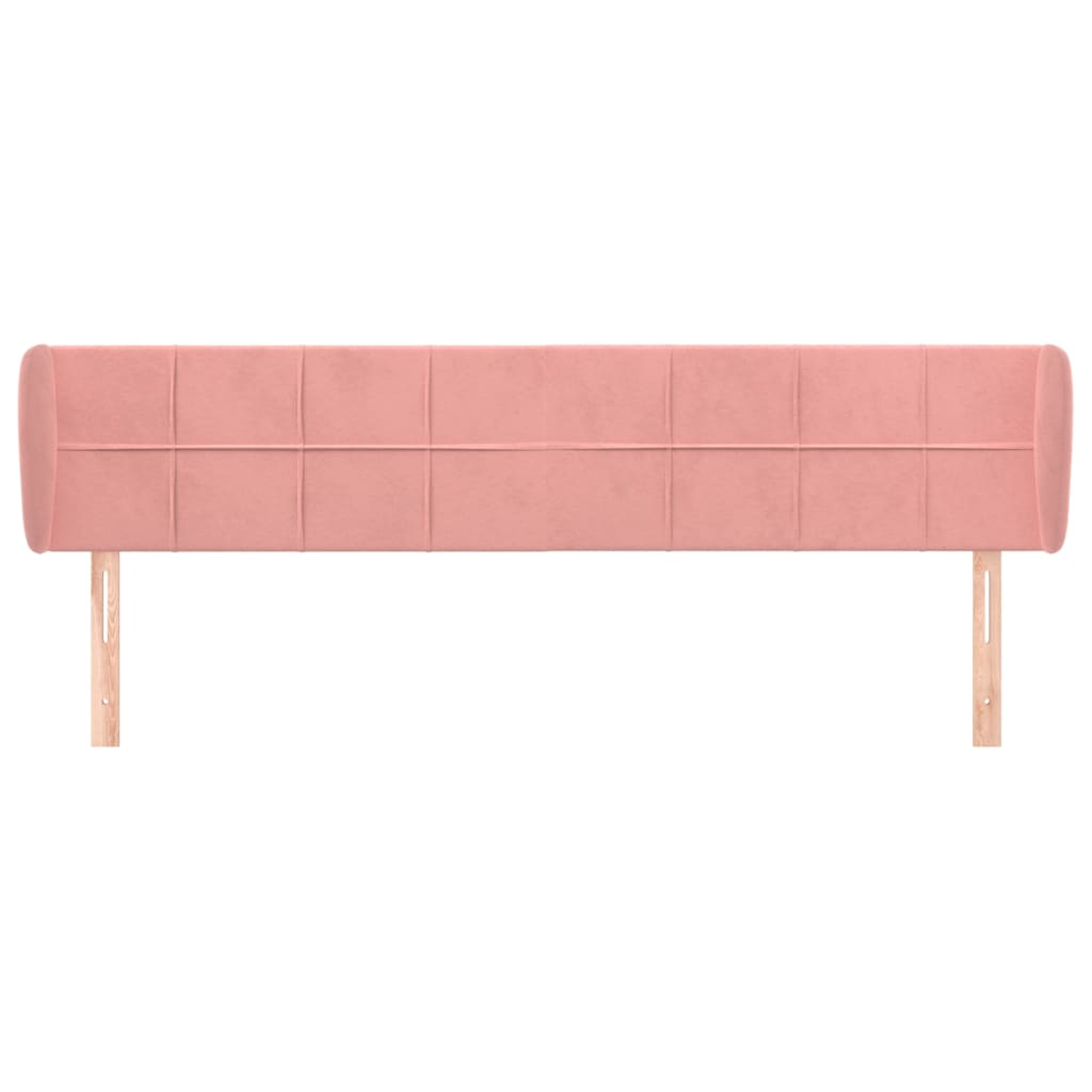 sengegavl med kanter 203x23x78/88 cm fløjl lyserød