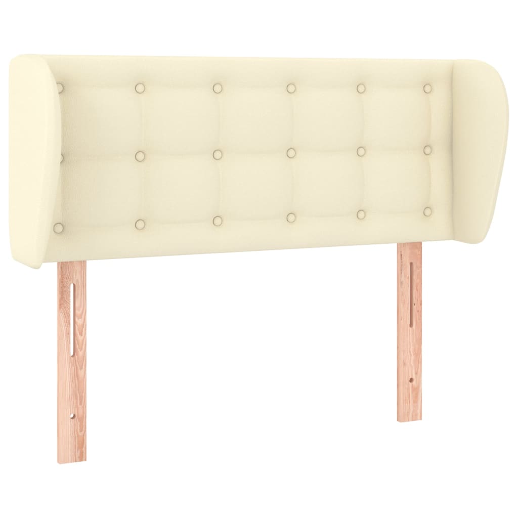 sengegavl med kanter 93x23x78/88 cm kunstlæder cremefarvet
