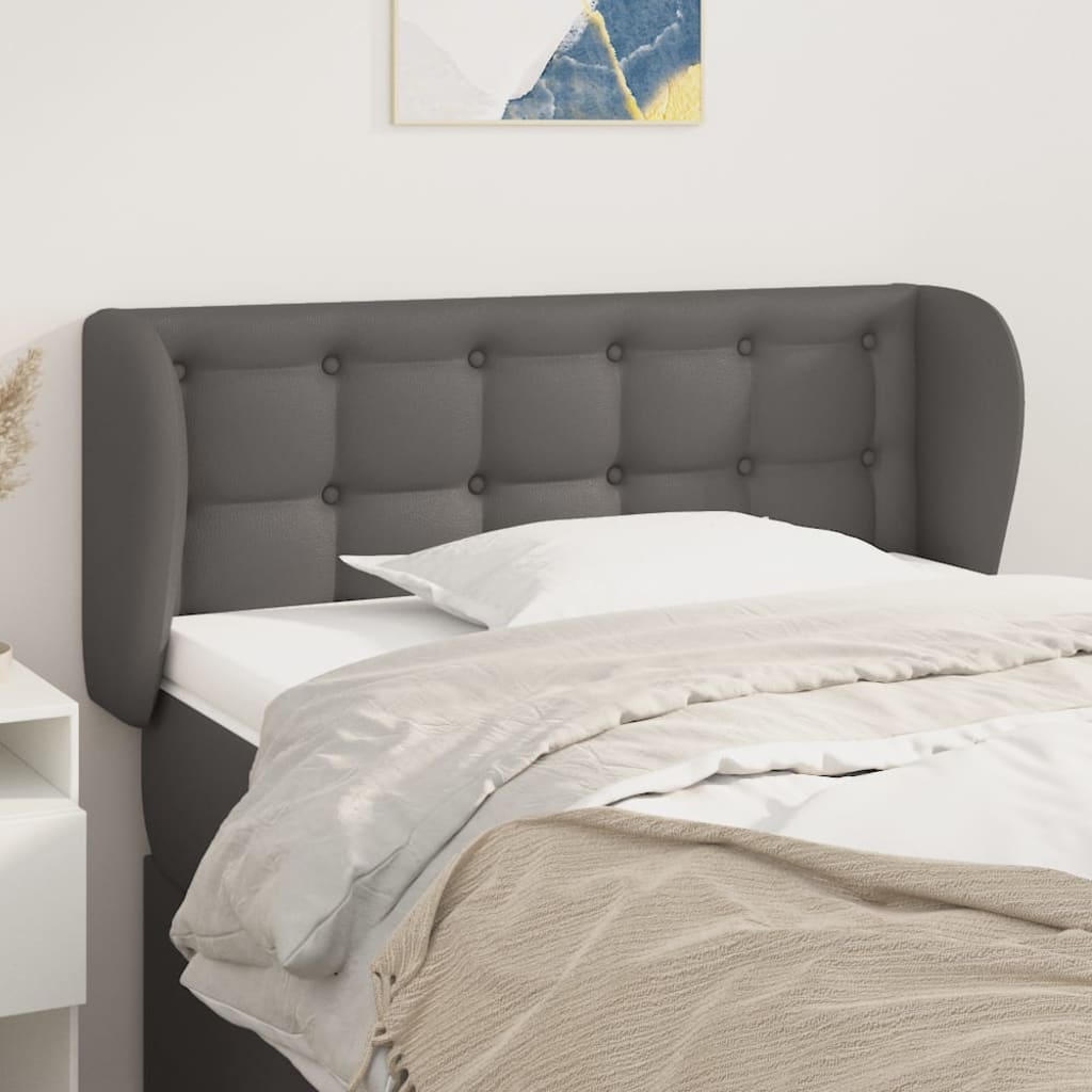 sengegavl med kanter 93x23x78/88 cm kunstlæder grå