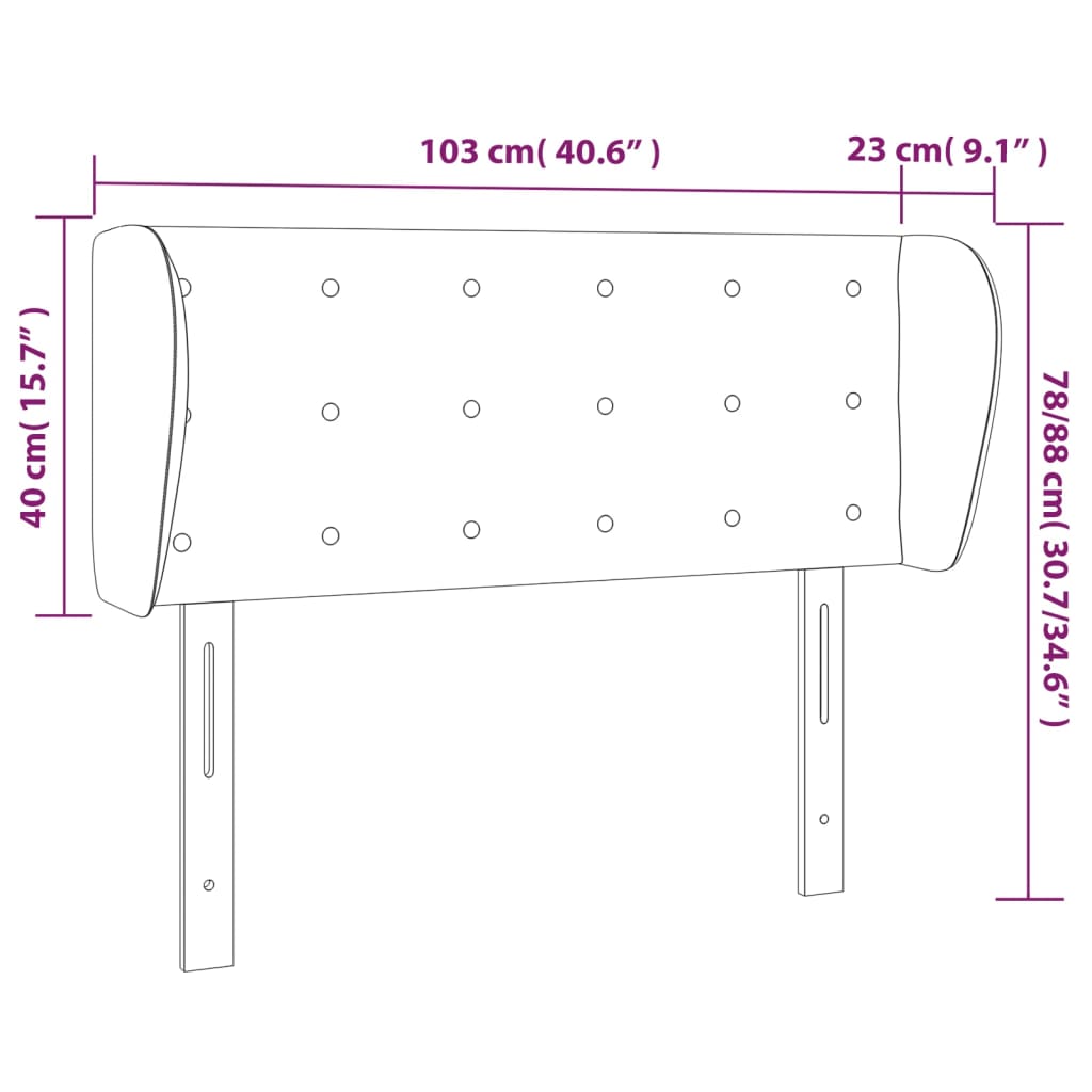 sengegavl med kanter 103x23x78/88 cm kunstlæder cappuccino
