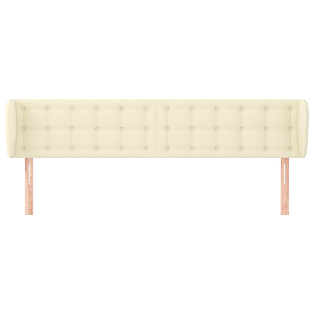 sengegavl med kanter 163x23x78/88 cm kunstlæder cremefarvet