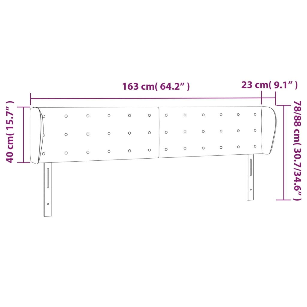 sengegavl med kanter 163x23x78/88 cm kunstlæder grå