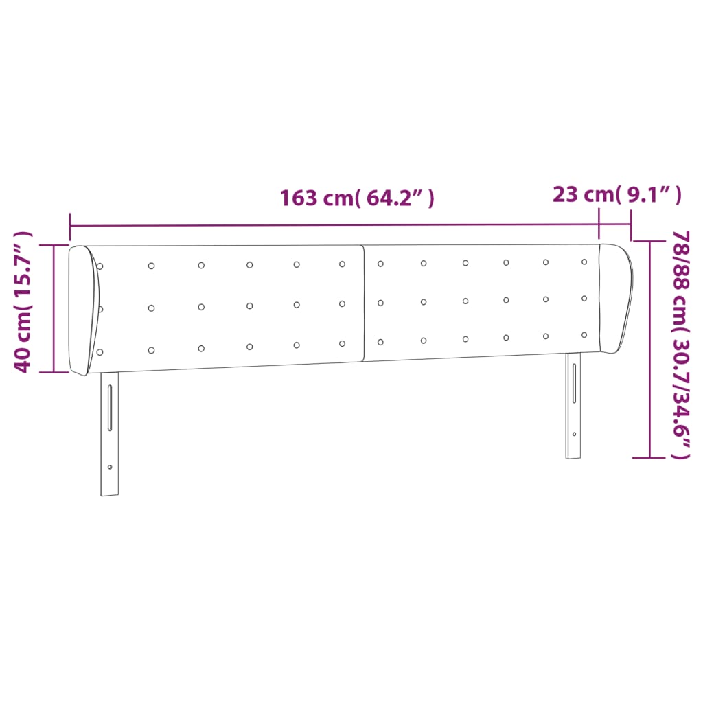 sengegavl med kanter 163x23x78/88 cm kunstlæder cappuccino