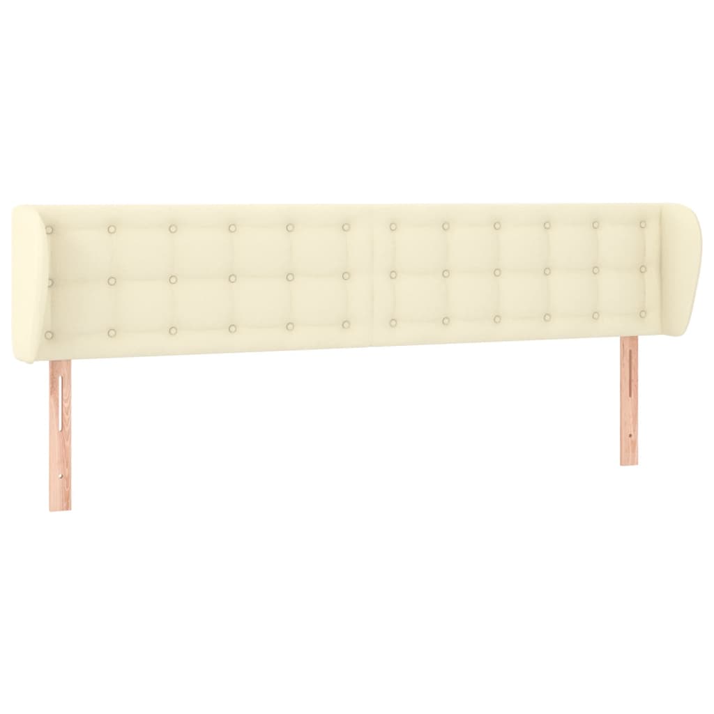 sengegavl med kanter 203x23x78/88 cm kunstlæder cremefarvet