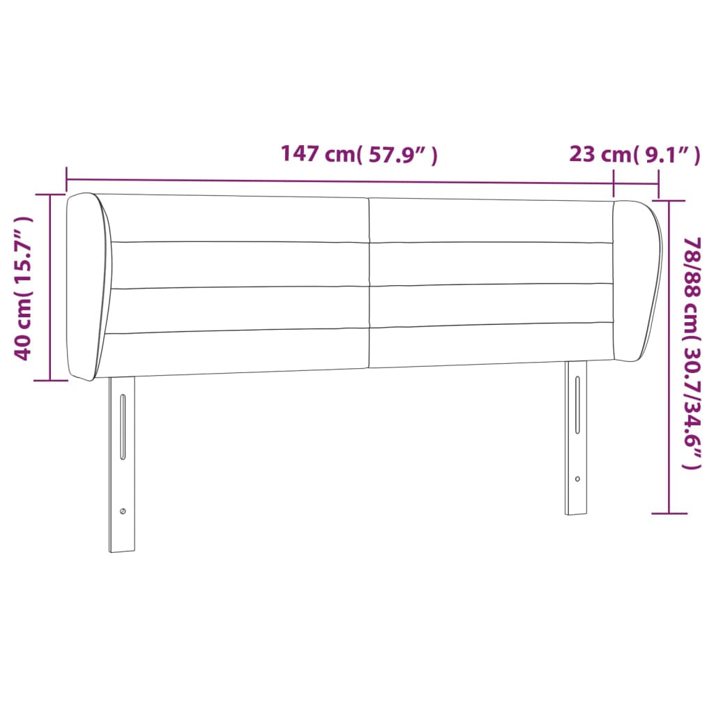 sengegavl med kanter 147x23x78/88 cm stof sort