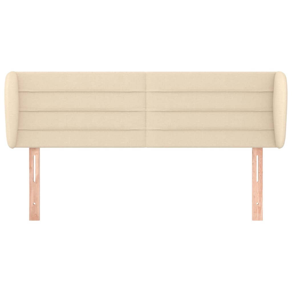 sengegavl med kanter 147x23x78/88 cm stof cremefarvet
