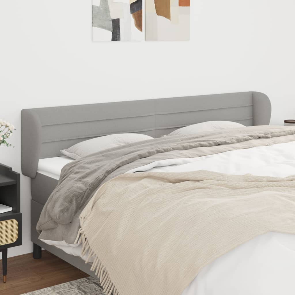 sengegavl med kanter 147x23x78/88cm stof lysegrå
