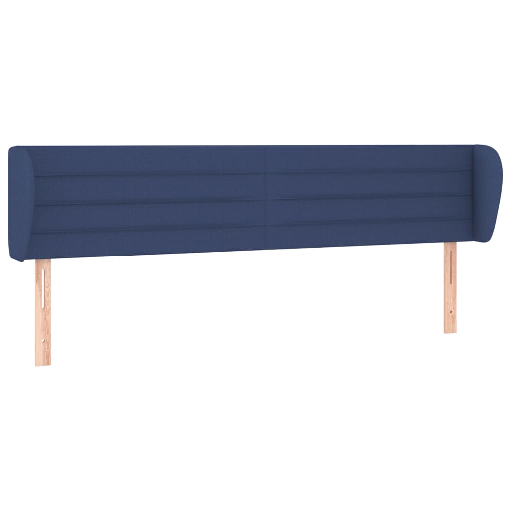 sengegavl med kanter 183x23x78/88 cm stof blå