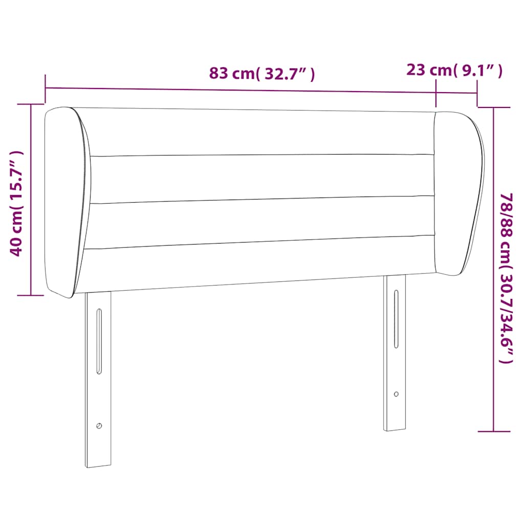 sengegavl med kanter 83x23x78/88 cm fløjl mørkegrøn