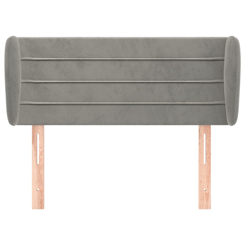 sengegavl med kanter 93x23x78/128 cm fløjl lysegrå