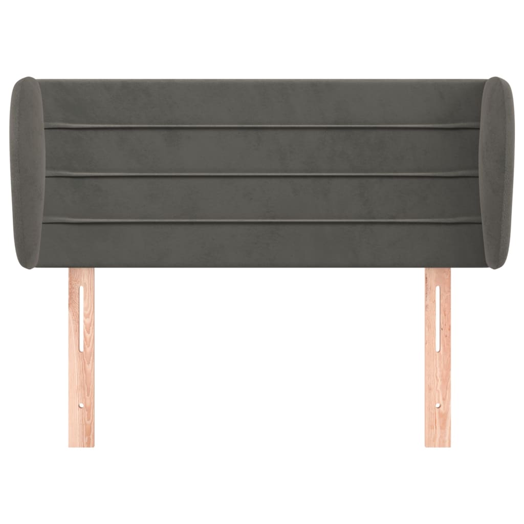 sengegavl med kanter 93x23x78/88 cm fløjl mørkegrå