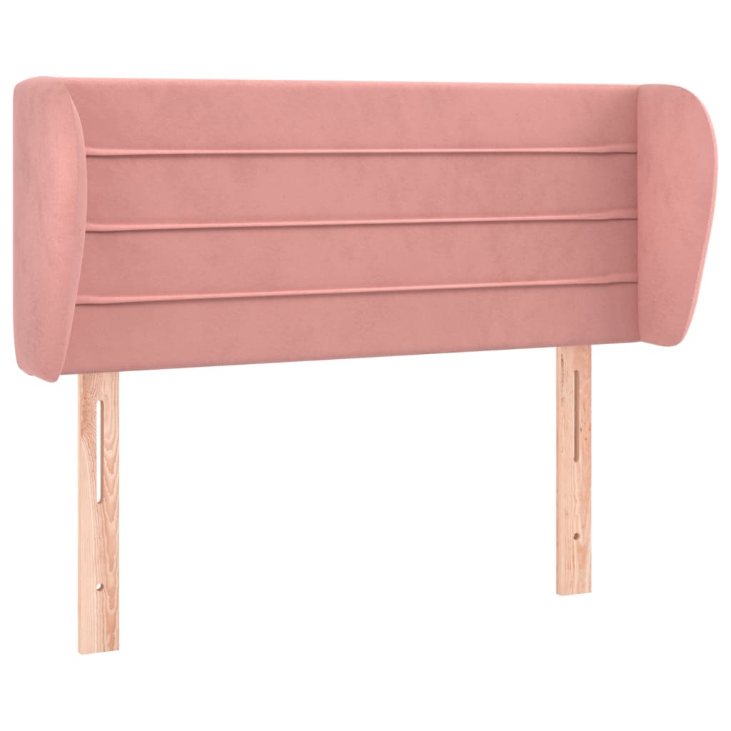 sengegavl med kanter 103x23x78/88 cm fløjl lyserød