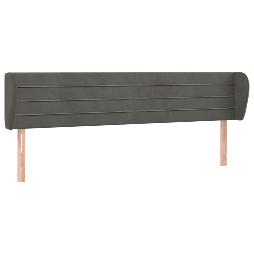 sengegavl med kanter 163x23x78/88 cm fløjl mørkegrå