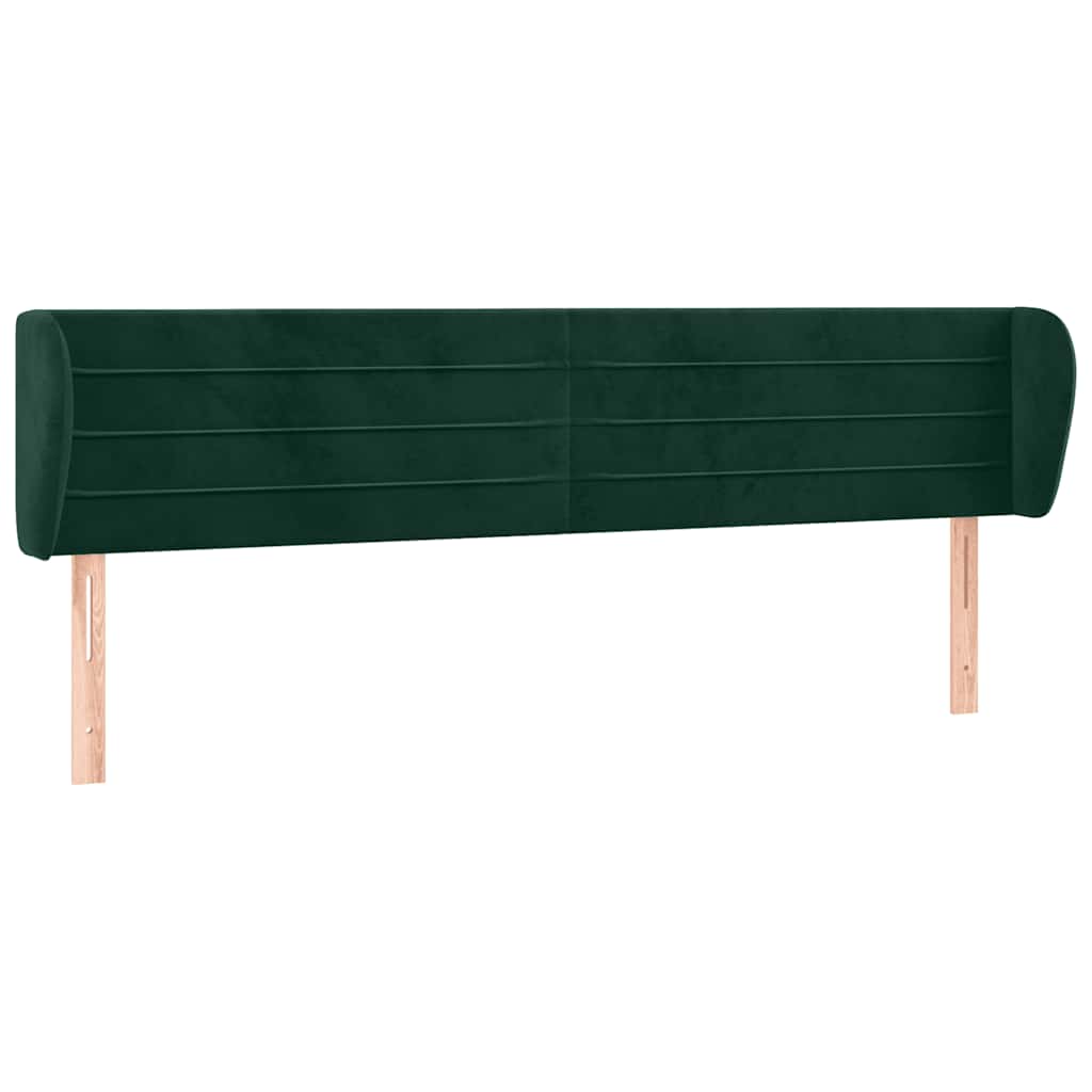 sengegavl med kanter 163x23x78/88 cm fløjl mørkegrøn