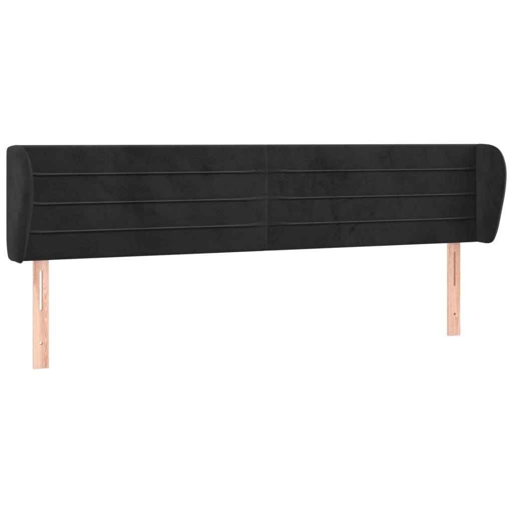 sengegavl med kanter 183x23x78/88 cm fløjl sort